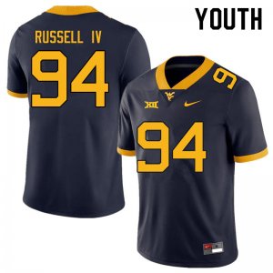 Youth West Virginia Mountaineers NCAA #94 Hammond Russell IV Navy Authentic Nike Stitched College Football Jersey TK15F18JV